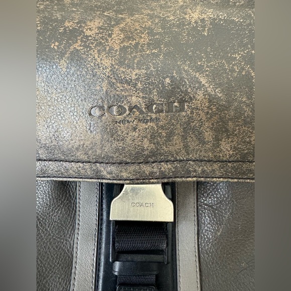 COACH HERITAGE SPORT LEATHER BACKPACK Brown/Gray/Black Distressed - Picture 12 of 14